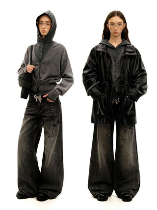 [Moromoro2] Old Hooded Long T-Shirt