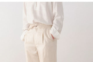 [CULTUM] Linen Blend Drawstring Pants
