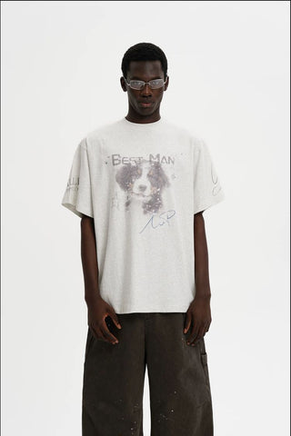 [MASONPRINCE] Bestman Dog Print Oversized Tee