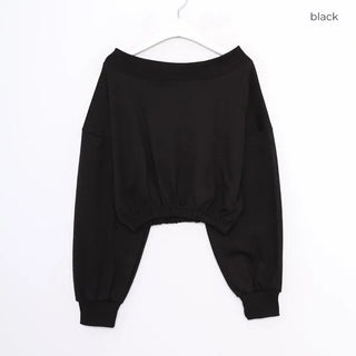 Off-shoulder cropped sweatshirt