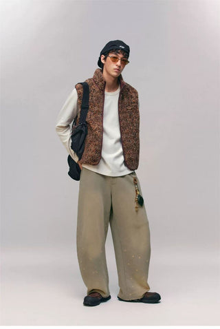 [Monterest] Washed Splatter Fleece-Lined Straight Pants