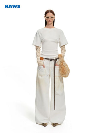 [NOTAWEAR] Wash Twill Denim Wide-Leg Pants