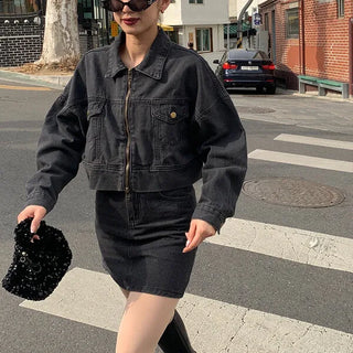 Denim zip-up