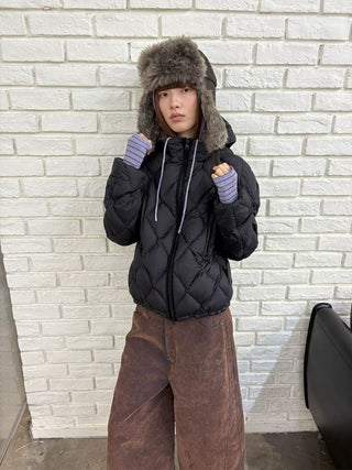 [NeverSeez] Diamond Quilted Down Jacket