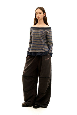 [Moromoro2] Tencel Linen Striped  Sweatshirt/Pants