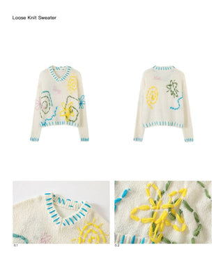 CONP Graphic V-neck Sweater (White)