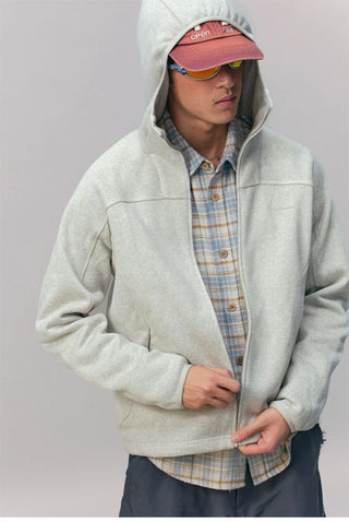 [Monterest] Fleece-Lined Hooded Zip-Up Cardigan