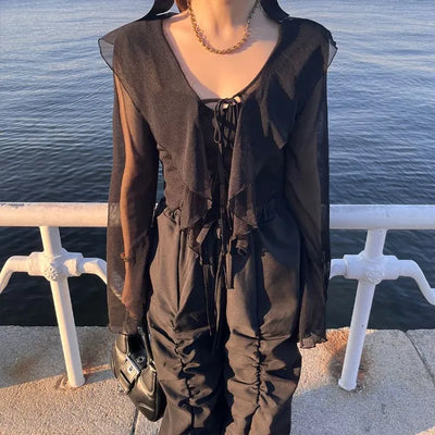 Frilled blouse cardigan