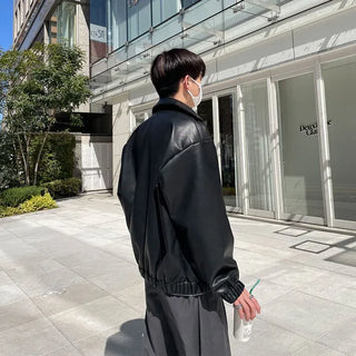 2-way zip leather jacket