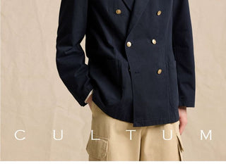 [CULTUM] Cotton Twill Double-Breasted Blazer