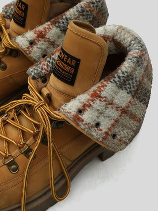[MASONPRINCE] Scottish Plaid Collar Workwear Boots