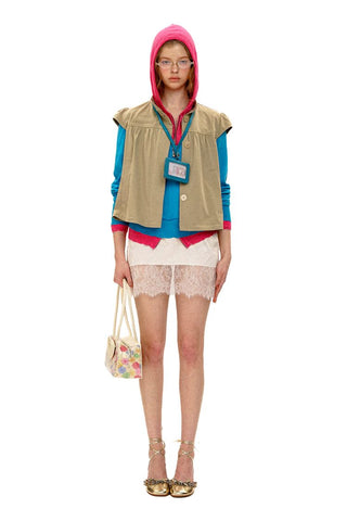 [Moromoro2] Ruffle Bow Lace-Up Kitten Heel  Pumps