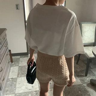 Cable knit shorts