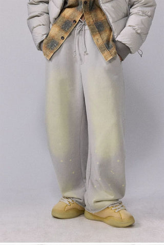 [Monterest] Washed Splatter Fleece-Lined Straight Pants