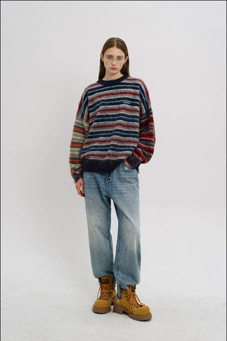 [MASONPRINCE] Striped Wool Blend Crewneck Sweater