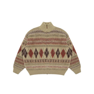 [MASONPRINCE] Wool Blend Fair Isle Fitted Cardigan