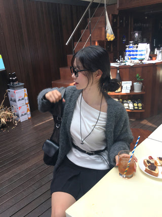 Angora V-neck cardigan