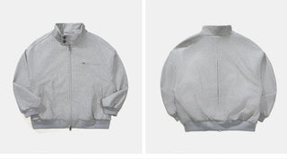 [Monterest] Wool Blend Stand Collar Harrington Jacket