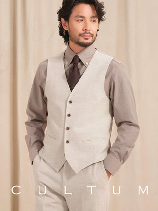 [CULTUM] Herringbone Brushed Flannel Suit Vest