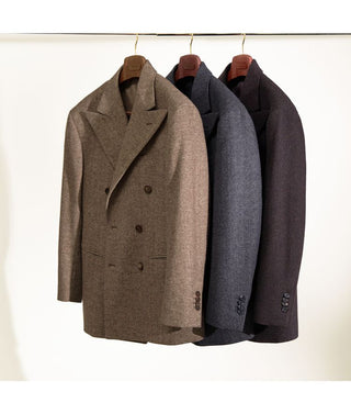 [CULTUM] Herringbone Double Breasted Peak Lapel Suit