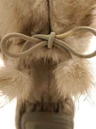 [Moromoro2] Furry Ball Patchwork Leather Boxing  Boots