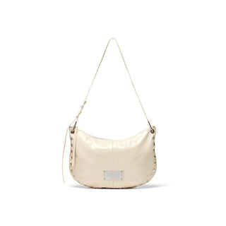 STUD LEATHER HOBO BAG IN IVORY