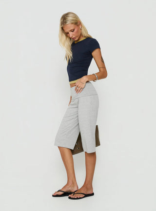 Laroy Folded Capri Pant Grey Marle