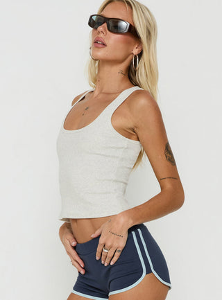 Baseline Square Neck Rib Tank Top Grey Marle