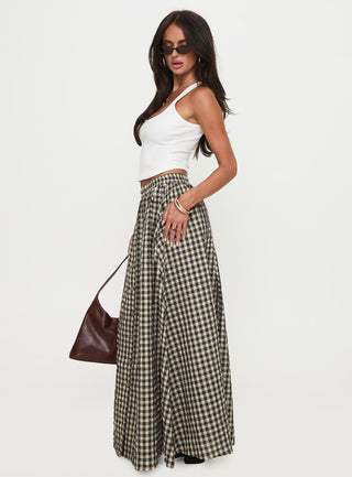 Cartmel Check Maxi Skirt Black  Cream