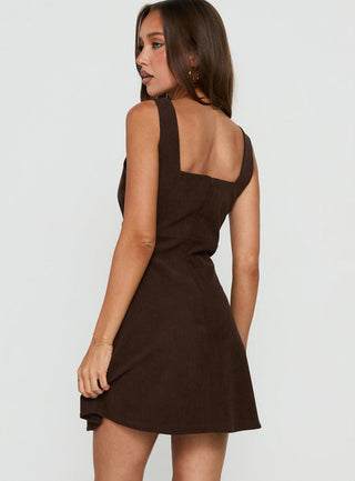 Dasha Corduroy Mini Dress Chocolate