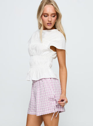 Bubbia Tie Up Shorts Purple  White