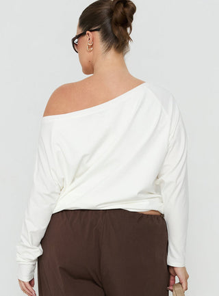 Icon Baby Off Shoulder Long Sleeve Top White Curve