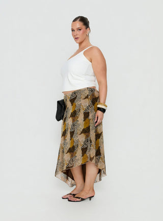 Suella Asymmetrical Midi Skirt Animal Multi Curve