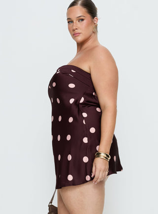 Phillipa Mini Dress Plum  Pink Polka Dot Curve