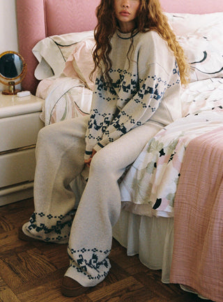 Alpine Knit Pants Cream  Blue