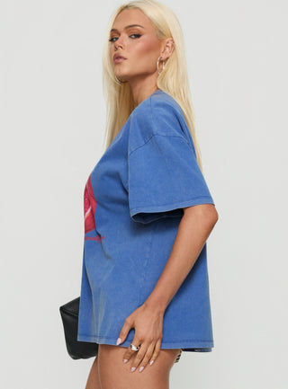 Linsay Oversized Graphic Tee Blue  Pomegranate