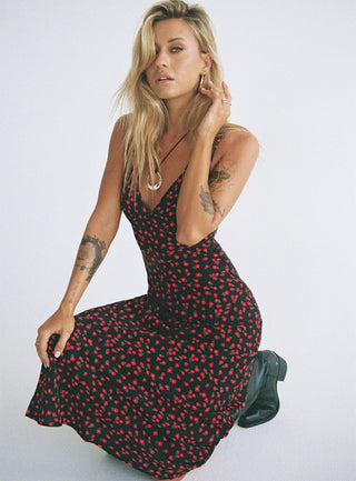 Nellie Maxi Dress BlackRed Floral