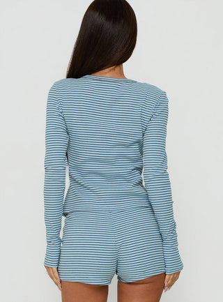 Serafia Button Up Cardigan Blue Stripe