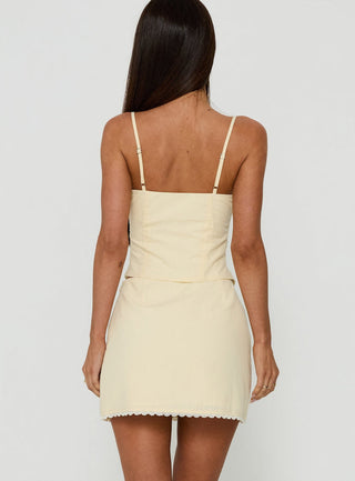 Noria Lace Trim Mini Skirt Yellow