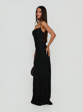 Celena Maxi Dress Black Burnout