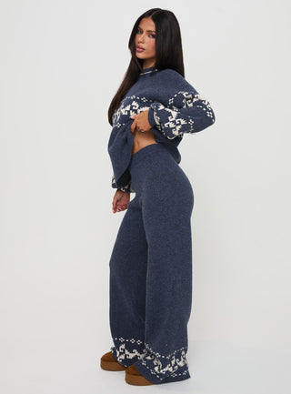 Alpine Knit Pants Navy  Cream