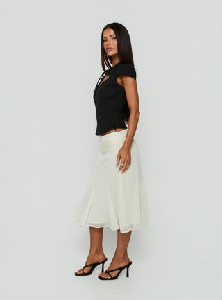 Ambrosea Panelled Midi Skirt Cream