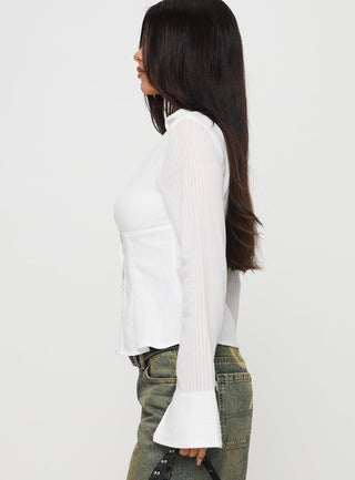 Elowenn Long Sleeve Top White