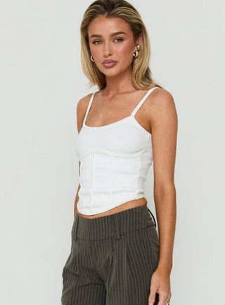 Clarenzia Ribbed Corset Top White