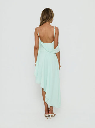 Massey Bust Draping Low Back Midi Dress Aqua