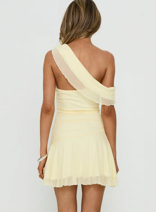 Darline One Shoulder Mini Dress Yellow