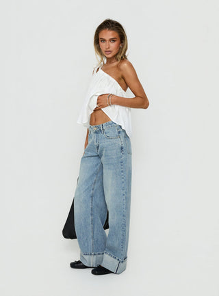 Serenitia Mid Rise Relaxed Cuff Jeans Light Vintage Wash