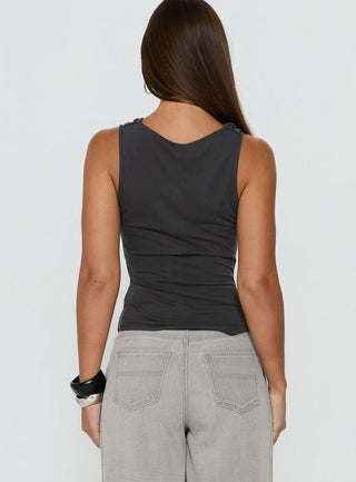 Quiet Confidence Studded Cowl Neck Top Grey