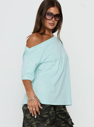 Settle Down One Shoulder Top Aqua
