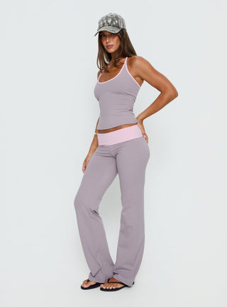 Kobee Jersey Flare Pants Slate  Dusty Pink